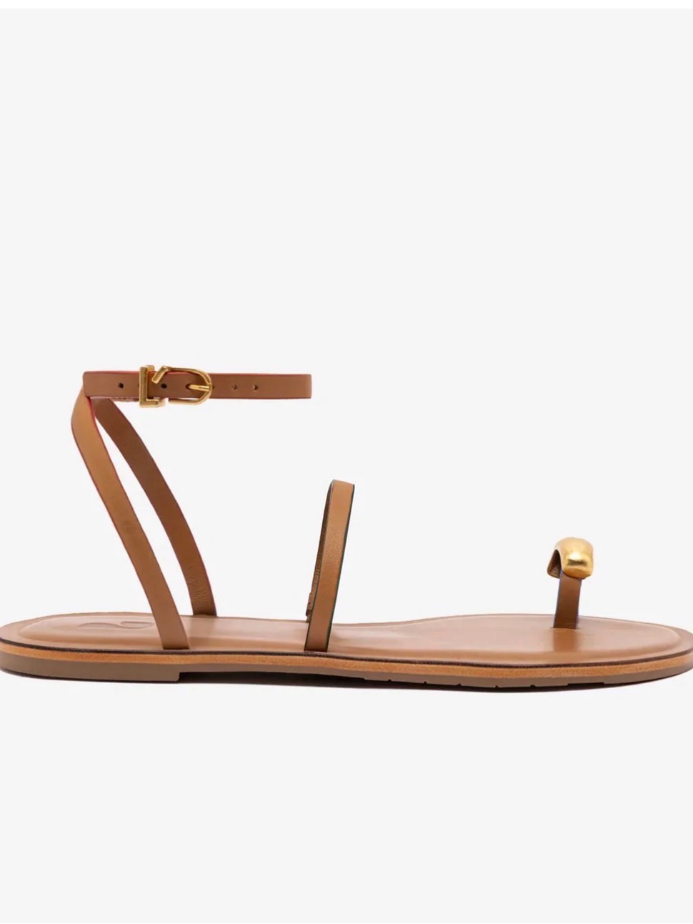 Larroude Biarritz Flat Sandal In Light Caramel Leather Size 8.5 Nwt